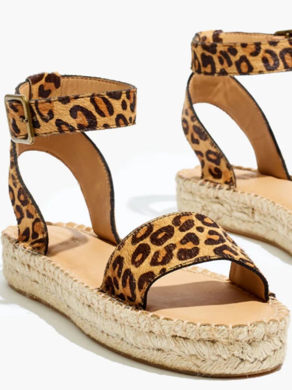 Soludos® Flatform Cadiz Sandals in Leopard Calf Hair SZ 6.5 Like New
